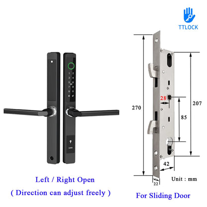 Waterproof Smart Lock – Fingerprint, Password & Card Access for Sliding Doors