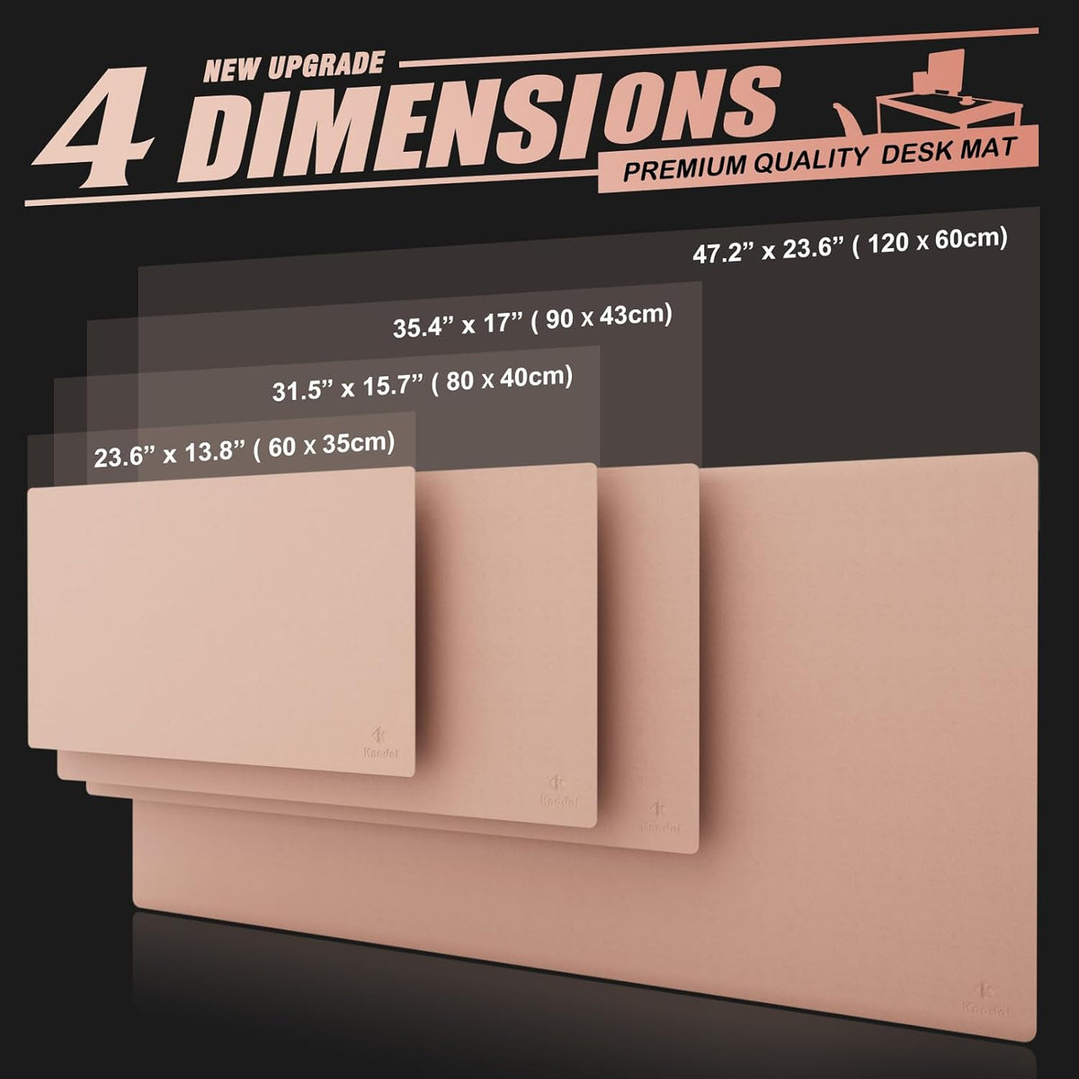 Large Office Leather Desk Mat, Mouse and Keyboard Pad, Computer and Laptop Mat, Desktop Protector and Cover, Writing Pad and Blotter (31.5"X15.7", Pink)