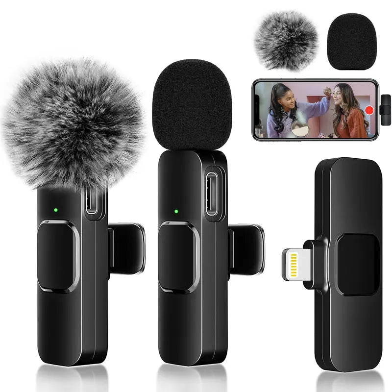 2-Pack Wireless Lavalier Clip-On Microphones