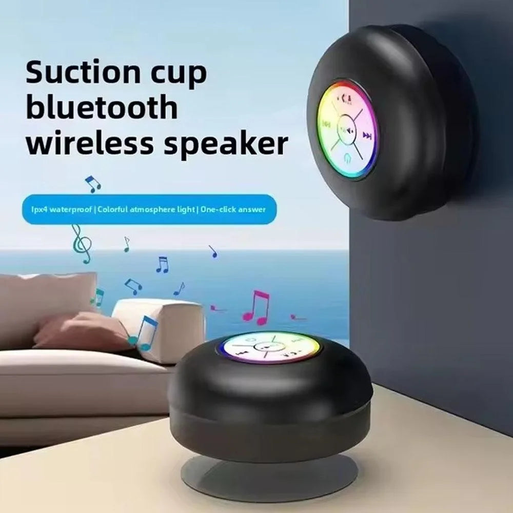 AquaBeat Mini: Waterproof LED Bluetooth Speaker with Powerful Sound & Suction Cup Mount