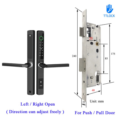 Waterproof Smart Lock – Fingerprint, Password & Card Access for Sliding Doors