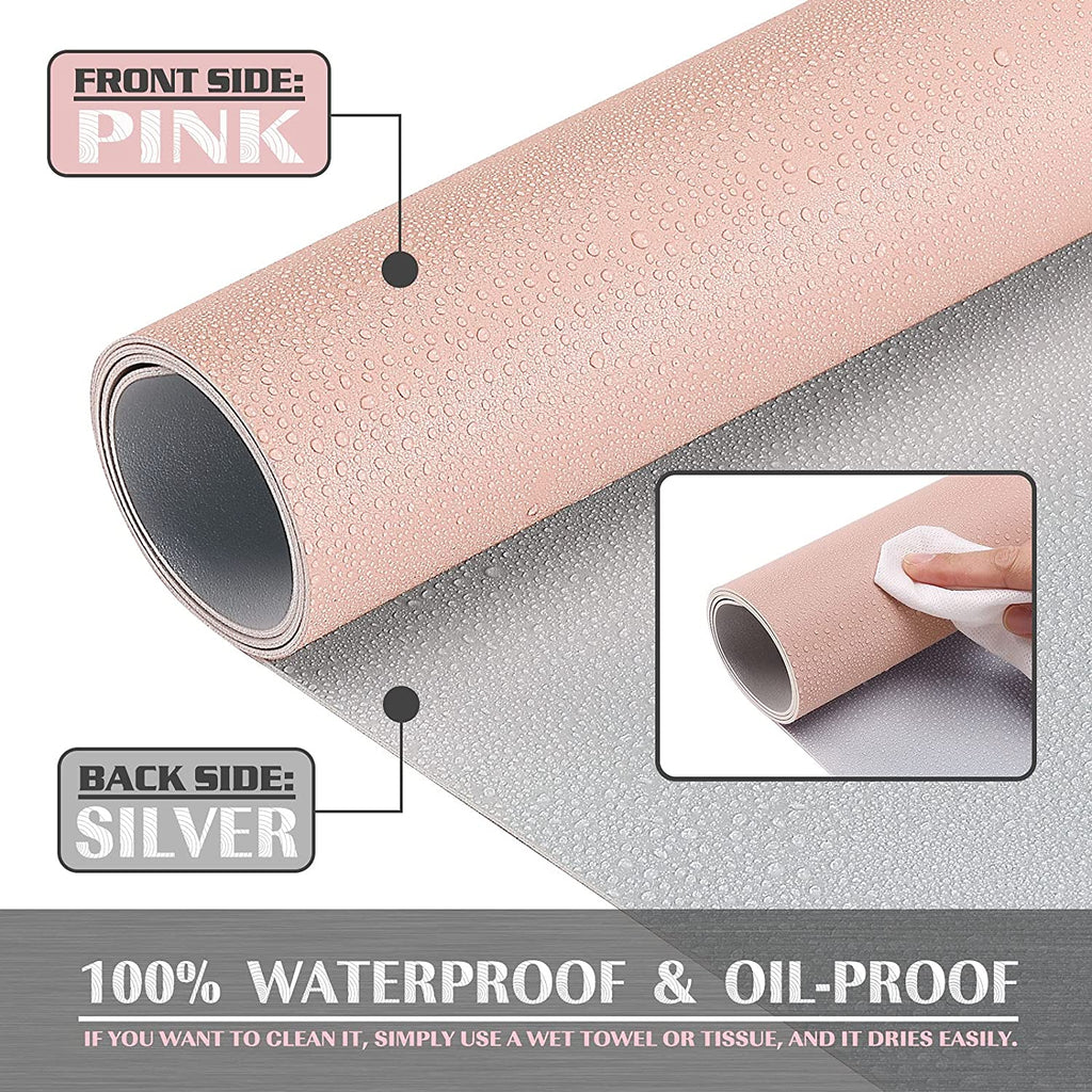 Large Office Leather Desk Mat, Mouse and Keyboard Pad, Computer and Laptop Mat, Desktop Protector and Cover, Writing Pad and Blotter (31.5"X15.7", Pink)