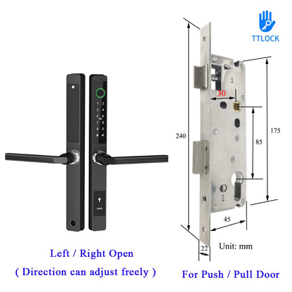 Waterproof Smart Lock – Fingerprint, Password & Card Access for Sliding Doors