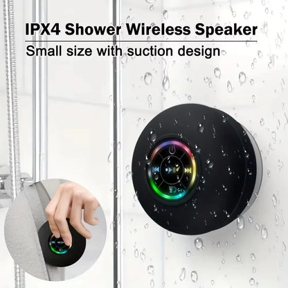 AquaBeat Mini: Waterproof LED Bluetooth Speaker with Powerful Sound & Suction Cup Mount