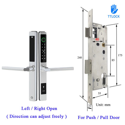 Waterproof Smart Lock – Fingerprint, Password & Card Access for Sliding Doors